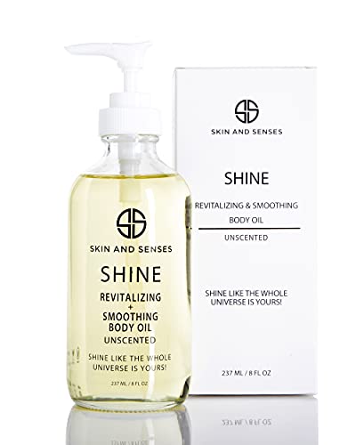Shine Revitalizing & Smoothing Body Oil Unscented –100% Natural, Plant-Based Ingredients Loaded With An Organic Blend Of Healing Oils And Vitamin E, That Deeply Soothe, Restore And Moisturizes The Skin. From Acne Or Redness To Eczema, Psoriasis And Even Age Spots. No Water – No Preservatives (Unscented) #TOP4
