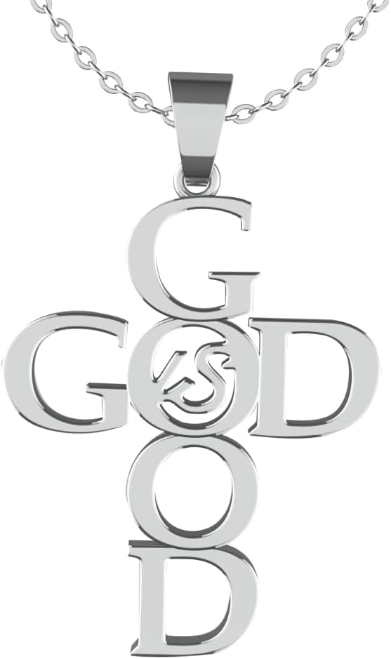 The Positive ChristianGod is Good Cross Necklace - Adjustable 20" Stainless Steel God Is Good Necklace - Silver Christian Jewelry - Faith Jewelry Gift for Christmas, Wedding, Anniversary