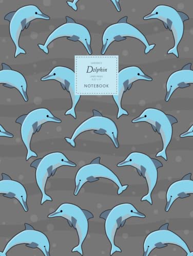 Image of Dolphin Notebook - Lined Pages - 8.25" x 11" - Hardback: (Grey Edition) Large Hard Cover Notebook 192 lined pages (8.25 x 11 inches / 20.96 x 27.94cm / Near A4)