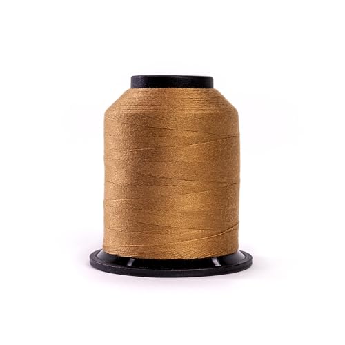 Finesse Thread Solid Colors | 100% Polyester, 3ply, 50wt | Thread Cones | 100% Polyester Thread for Quilting and Sewing (Caramel Corn, 1,100 Yards)