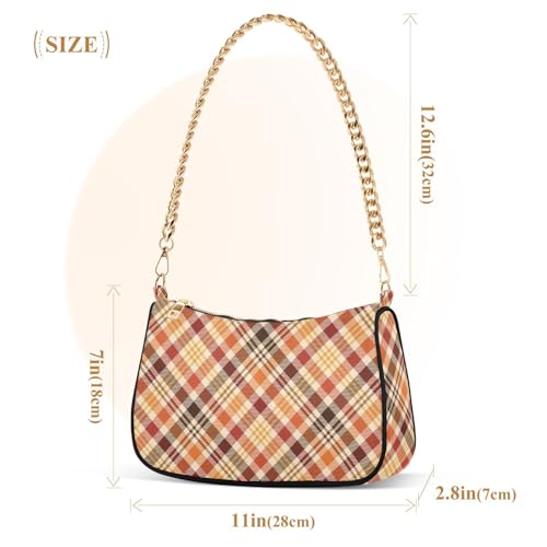 susiyo Shoulder Bag for Women Autumn Plaid Small Shoulder Purse Bags Cute Hobo Tote Handbag Mini Clutch Purse3