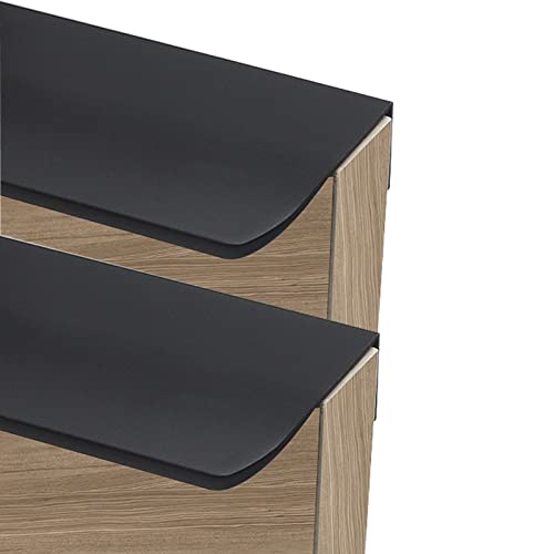 2 piezas Manija de Armario Oculta Tiradores Aleación de aluminio Manillas de Tirón Negro Perilla de Redondeado picaportes del Gabinete Pomos para cajón,Mueble de Cocina,baño (800mm)