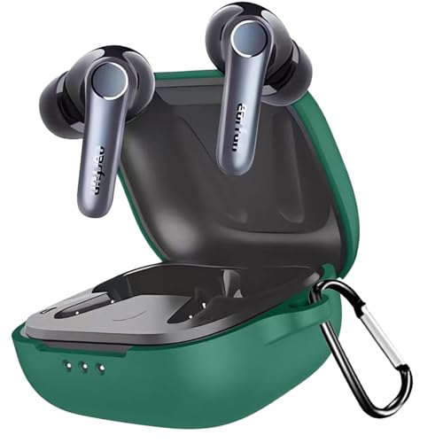 【AWWHHK】earfun air pro 4 ケース シリコンearfun air pro 4 対応ケース 装着充電可能 全面保護 落下防止 キズ防止 耐衝撃 防塵 軽量 収納 カラビナ付き (グリーン)