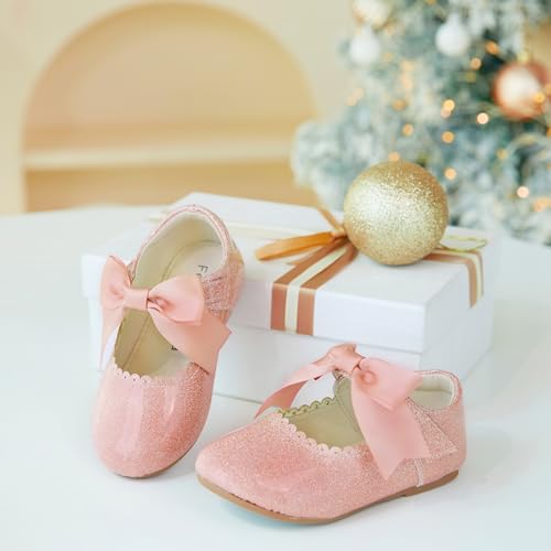 Image of Felix & Flora Toddler Flower Girl Dress Shoes - Baby Girl Ballet Mary Jane Flats for Party School Wedding