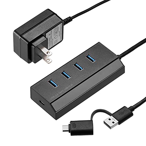 サンワダイレクト USBハブ Type-C USB3.2×4ポート 充電用Type-Cポート×1(2.4A) 電源付き セルフパワー バスパワー 1個 400-HUBS098BK