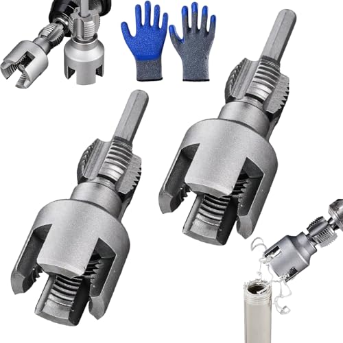Knubbuf 4 in 1 Water Pipe Wrench, Integrated Internal & External Pipe Threading Tool, Drill Driven Plumbing Repair Set, PVC Pipe Thread Cutting Tool For 1/2'' 3/4'' pipes (1/2"+3/4")