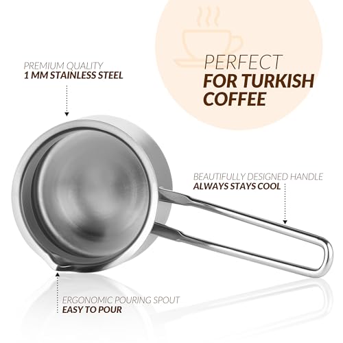 Quality Turkish Coffee Pot - Turkish Coffee Maker, Chai Pot, Arabic Coffee Pot, Briki Greek Coffee Pot, Greek Briki, Cezve, Ibrik (24oz) by Caizen Coffee - Image 2