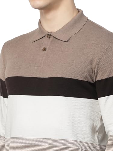 Image of Kalt Mens Basic Solid Full Sleeves Polo Cotton Blend Knitted Regular Fit Polo-Neck T-Shirts with Collar Stylish