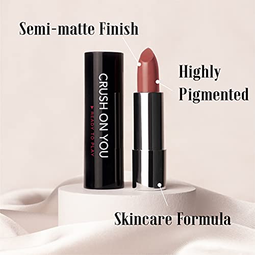 Ready To Shine Matte Vegan Lipstick With Creamy Satin Finish, Burnt Sienna With A Rosy Orange Twist And Brownish Color -Crush On You (302-Close To You) #TOP1