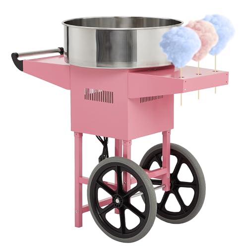 Electric Candy Cotton Machine for Kids with Cart Commercial Candy Cotton Maker with 20 in Stainless Steel Bowl Party Home Festival Pink by Garvee - Used condition - US$106.84