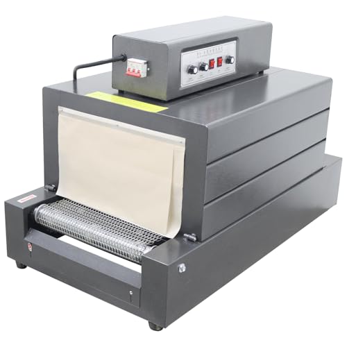 HayWHNKN Industrial Shrink Tunnel Machine Heat Shrink Packaging Machine with Conveyor 15.74"X13.78"Shrink Size for PVC/POF (Mesh Conveyor)220V 7kw