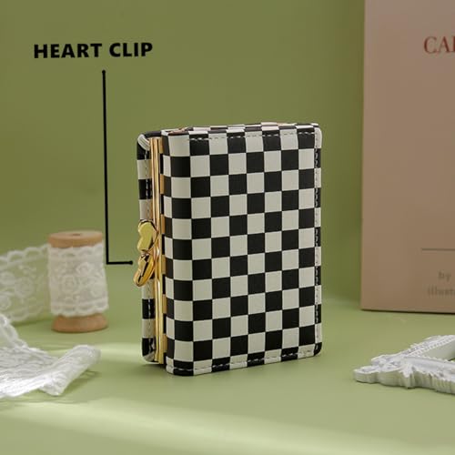 Checkered Coin Purse for Women Checkered Wallet for Teen Girls Aesthetic Wallet for Kids Teens Women Checkered Card Holder Small Wallet Black and White3