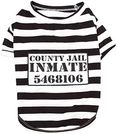 Parisian Pet - Furry Inmate - Prisoner Costume for Dogs | Funny Halloween Outfit for Pets | Size - L