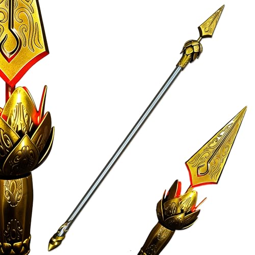 67 Inch Adjustable Length LED Fire-Tipped Spear, Detachable Light-Up Prop Inspired by Official Design, for Fantasy Cosplay & Collection