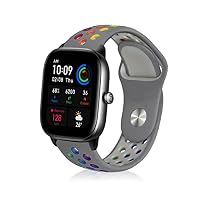 20mm Regenbogen Silikon Armband Für Amazfit GTS 4 / Active 2 / Bip 3 - Atmungsaktiv & Wasserdicht