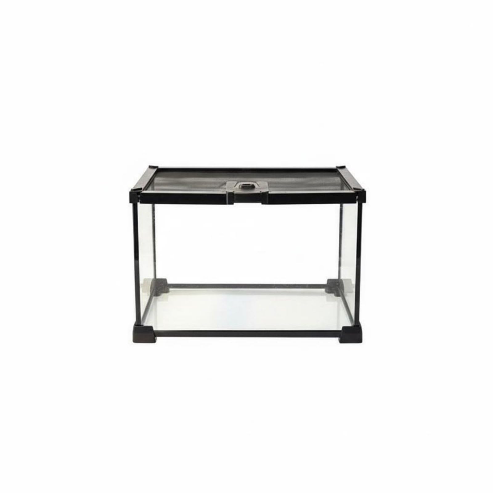 Terrario para Reptiles de Vidrio con Panorámica 360 Grados Diseño Seguro con Tapa de Malla Ventilación Estructura Apilable Adecuado para Serpientes Ranas Tortugas Hogar, 30x20x20cm