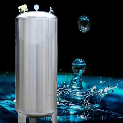 Stainless Steel Pressurized Water Tank - 16gal, 30gal, 40gal, 50gal, 60gal, 80gal Vertical Well Pump Storage Tanks with 1" Inlet/Outlet Union (160L/42.3Gal)