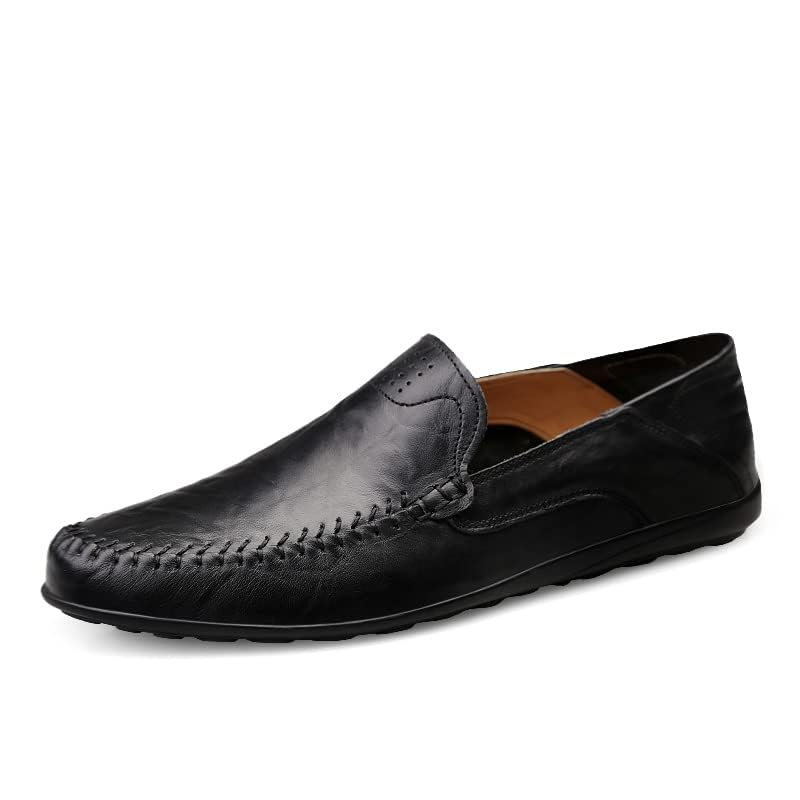 Image of Men's Loafers Genuine Leather Flat Breathable Casual Shoes Handmade Slip On Driving Shoes Fashion Business Shoes