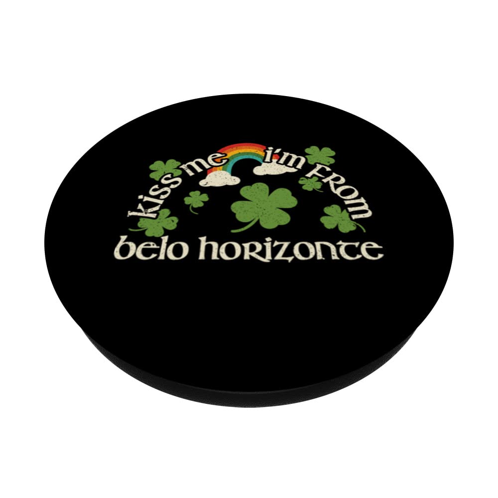 Kiss Me Shamrock - City St. Patrick's Day Belo Horizonte PopSockets Swappable PopGrip, Black - Image 2
