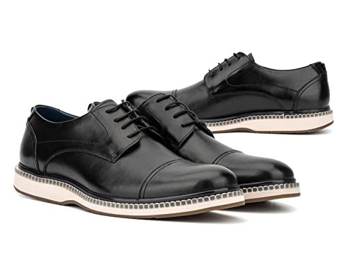 Vintage Foundry Co. Harris Men's Captoe Oxford Shoes, Leather Lace Up, Cap Toe, Rubber Outsole; Size 11 Black/Oil #TOP1