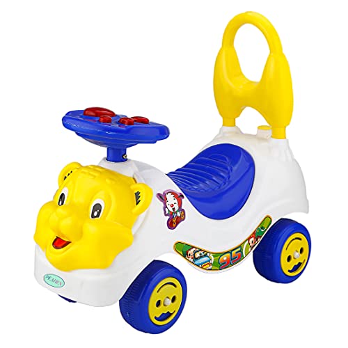 Image of Baby Car Ride On Push Car with Music and Back Rest for Baby (Lion Rider (White))
