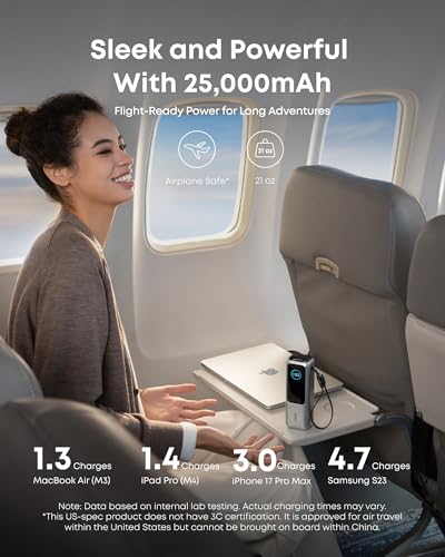 Anker Power Bank pour ordinateurs portables Batterie Externe chargeur 25000mAh 3 ports USB C - vue 7