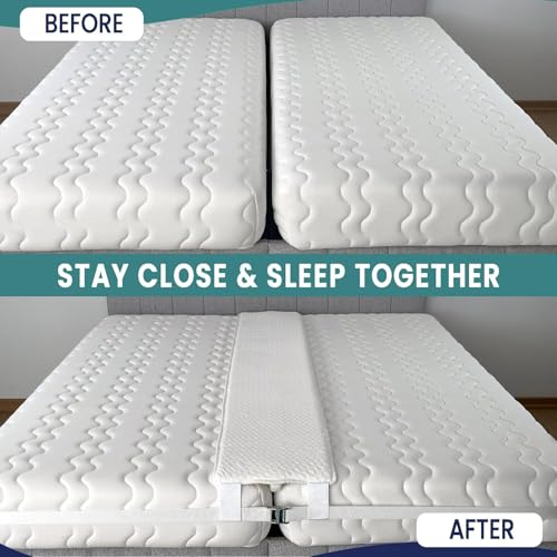 Image of 10 inch Extra Wide Bed Bridge Twin XL to King Converter Kit - Split King Gap Filler for Adjustable Bed - Mattress Connector & Gap Filler for Bed - Heavy Duty Metal Buckle Strap - 25D Memory Foam