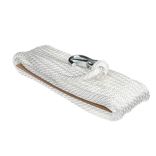 Attwood 11723-7 Solid Braid Multifilament Polypropylene Anchor Line With Spring Hook 3/8-Inch X 50-Feet, White #TOP1