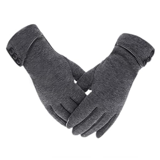 Tomily Womens Touch Screen Phone Fleece Windproof Gloves Winter Warm Wear (Gray)