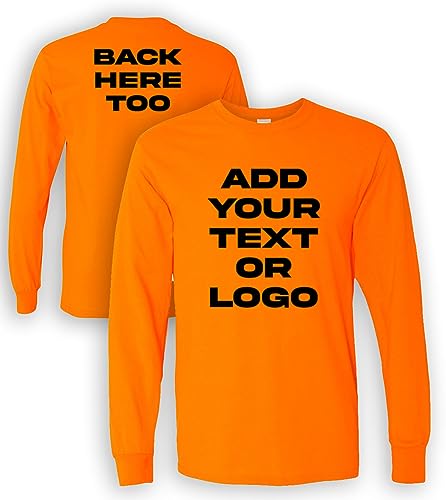 Kolossus Customizable High Visibility Long Sleeve work shirts Design Your Own Personalized t shirts with Logo Photo Text Safety Orange