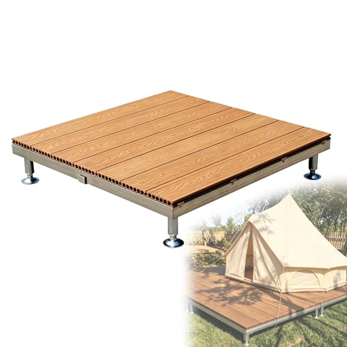 ESOYAWE Floating Deck Platform Patio Flooring 33"x33" Heavy Duty Modular Outdoor Composite Decking Tiles with Adjustable Height Feet, Moistures-Proof Breathable for Backyard Garden(Teak)