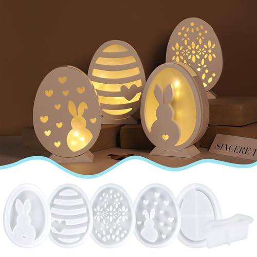 Stampi Silicone per Candele per Pasqua, 6 Pezzi Stampi in Silicone per Gesso Uovo di Pasqua 3D Coniglio Stampi in Silicone per fai da te Decorazione Pasquale