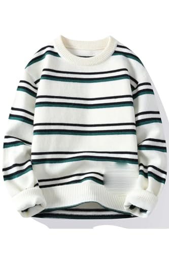 Pull rayé pour homme style Harajuku d'automne et d'hiver