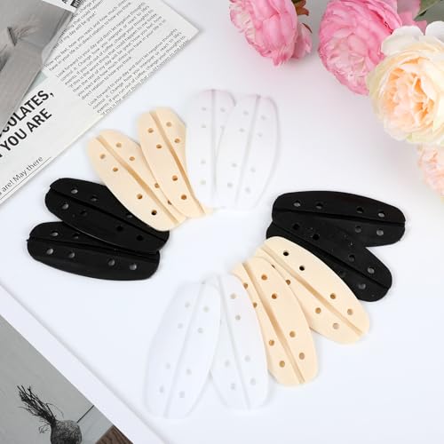 6 Pairs Silicone Bra Strap Cushions, Anti Slip Shoulder Pads for Women Bra Strap Holders Pads for Slipping Soft Shoulders Protectors to Ease Shoulder Discomfort (Black,White,Skin Color)