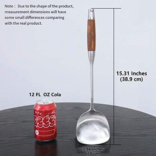Newness Wok Spatula, [Rustproof, Durable] 304 Stainless Steel Spatula Turner Flexible Spatula with Heat Resistant Wooden Handle, Cooking Shovel Ladle for Eggs, Pancakes, Omelet, Burger and Other Foods