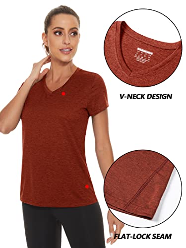 Tacvasen Women's Shirts Short Sleeve T-Shirt Sunshirts Running Shirt Women Dark Orange,Xl #TOP4