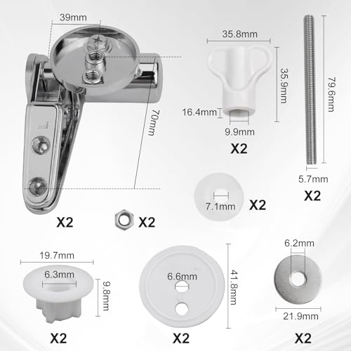 2 Packs Toilet Lid Hinge Sets, Soft Close Toilet Seat Hinges With Screw, Zinc Alloy Replacement Parts, Silver Chrome Toilets Base Soft Close Hinges Spare Replacement Fittings Hinge, Toilets Lid Screws by Generic - Used condition - Image 7