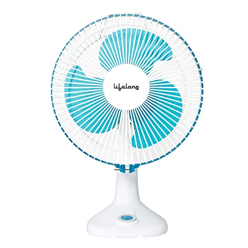 Lifelong LLTF922B Table Fan for Cooling with Automatic Oscillation | Home, Kitchen & Office Use | 9 inch | Powerful Air Throw (White, 1 Year Warranty)