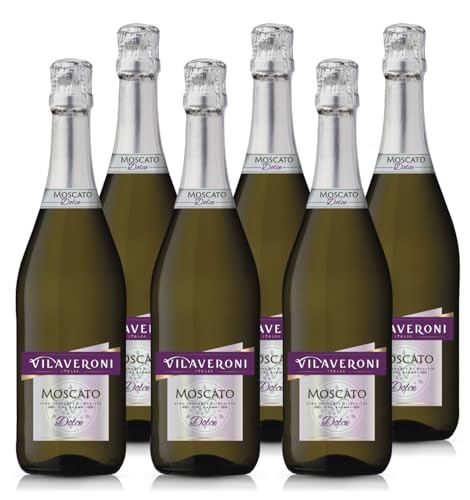 Vilaveroni - Moscato Dolce - Vin blanc Pétillant Italien Doux - Lot de 6 bouteilles x 75cl