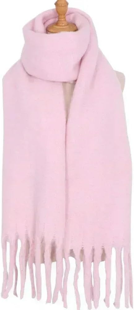 Sciarpa Tinta Unita per Donna Super Spessa Calda in Inverno Grande Scialle Sciarpa da Neve in Peluche Design di Marca di Lusso Unisex, White