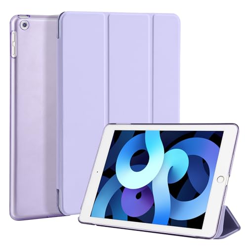 4UBonLife Custodia per iPad 6a /5a Generazione 9,7 Pollici 2018/2017, Cover Protettiva Rigida, Sottile e Leggera con Traslucida Posteriore Opaca Cover per iPad 5/6, Auto Sveglia/Sonno, Viola Chiaro