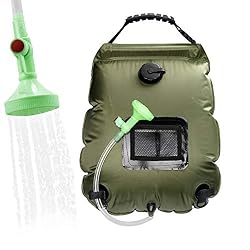ASANMU Doccia Solare Bag, 20L Doccia Solare Campeggio, Borsa da Campeggio Solare Borsa Portatile con Tubo Rimovibile e Soffione per Campeggio Escursionismo Trekking All'aperto Borsa da Bagno - Verde