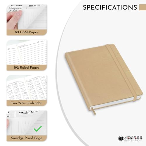 Image of Jhingalala Diaries - Hardbound Leather Cover Pocket Size Corporate Executive Diary Notebook I Pocket Diary For Men and Women I A6 Size I 80gsm Paper I 192 Ruled Pages (Golden)