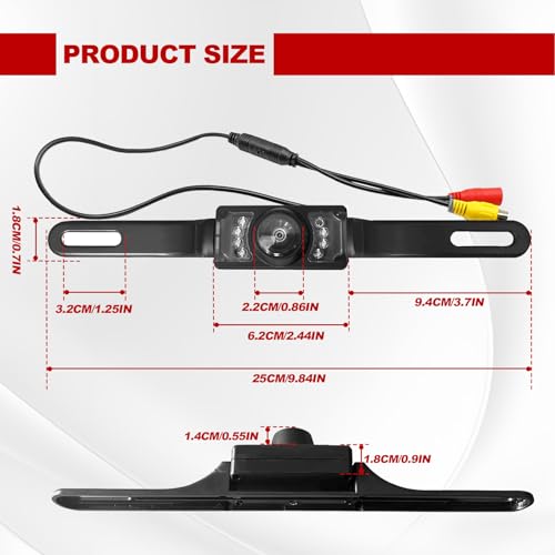 ABOTHGD Universal 8 HD LED License Plate Backup Camera 170° Wide Angle Waterproof and Dustproof Reverse Rear View Camera with Night Vision for Trucks SUVs RVs Pickups and Cars by ABOTHGD - Used condition - Image 2