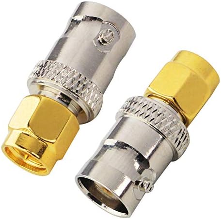 Boobrie SMA Male to BNC Female Coaxial Connector SMA to BNC Adapter BNC SMA Coaxial Connector for RF Antennas, Wireless LAN Peripherals, Coaxial Cable, Wireless, Portable Ham Radio, SDR 2-Pack