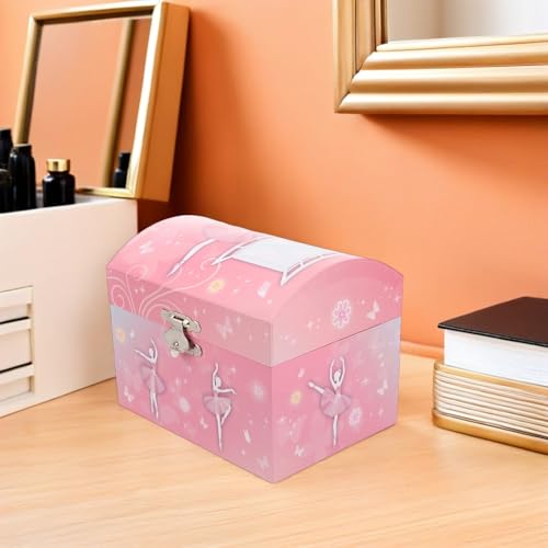 Caja de música de joyería con espejo interior y compartimentos para collares niñas 8