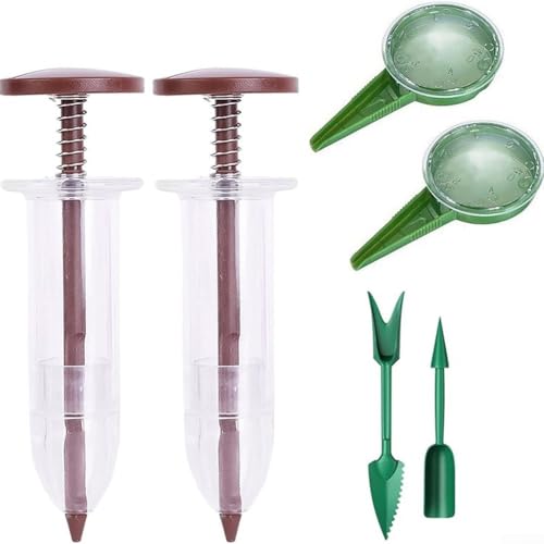 Kit de jardinería con mini dispensador de siembra y mango ergonómico para tareas eficientes de siembra y trasplante (café)