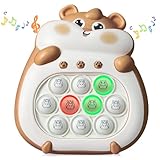 TOMFANCY Pop Light Up Quick Push Game Fidget Toys Handheld Puzzle Fingertip Press Popping Game Console Birthday Gift for Kids Ages 3+ Adult Brown Hamster, 282A