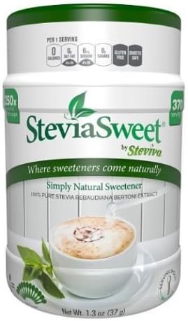 Steviva SteviaSweet - Pure Stevia Extract Fine Powder NonGMO Low Carb Sweetener (1.3 oz / 12 pack)