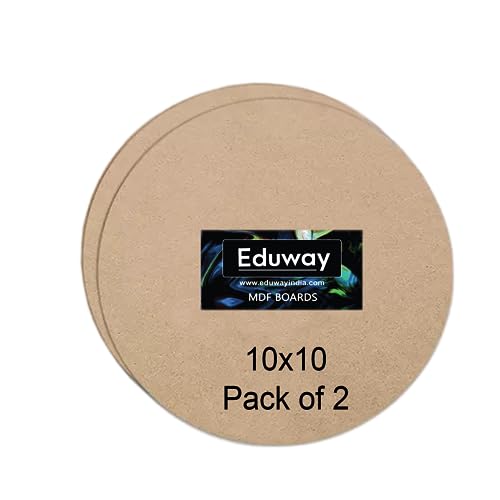 Eduway Hoja de tablero MDF circular redondo de 10 pulgadas (paquete de 2) para arte y manualidades, rodajas de madera redondas sin terminar de 4 mm para pintura de resina, manualidades, arte,